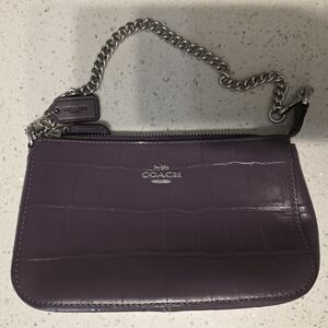 Coach shoulder bag . purple with silver chain
